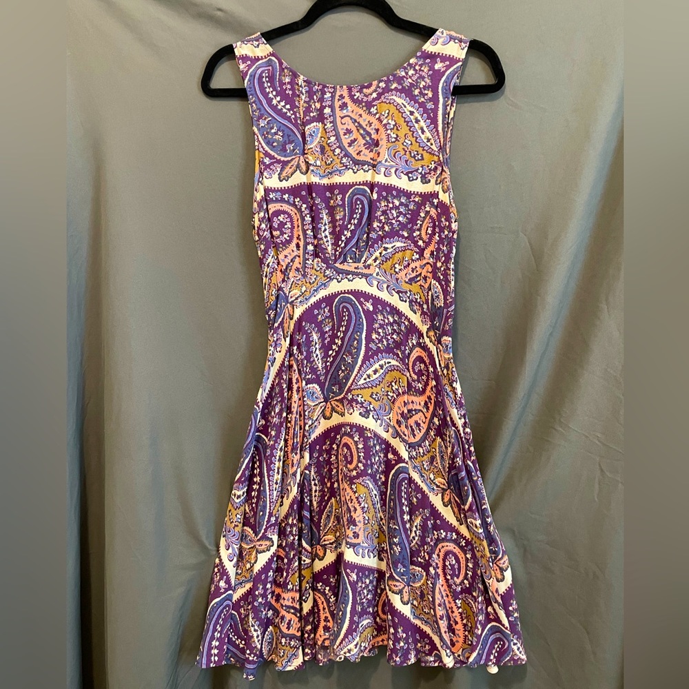 Vintage Free People Floral Skater Dress - Purple/Pink/Yellow - Size 6 - Women’s